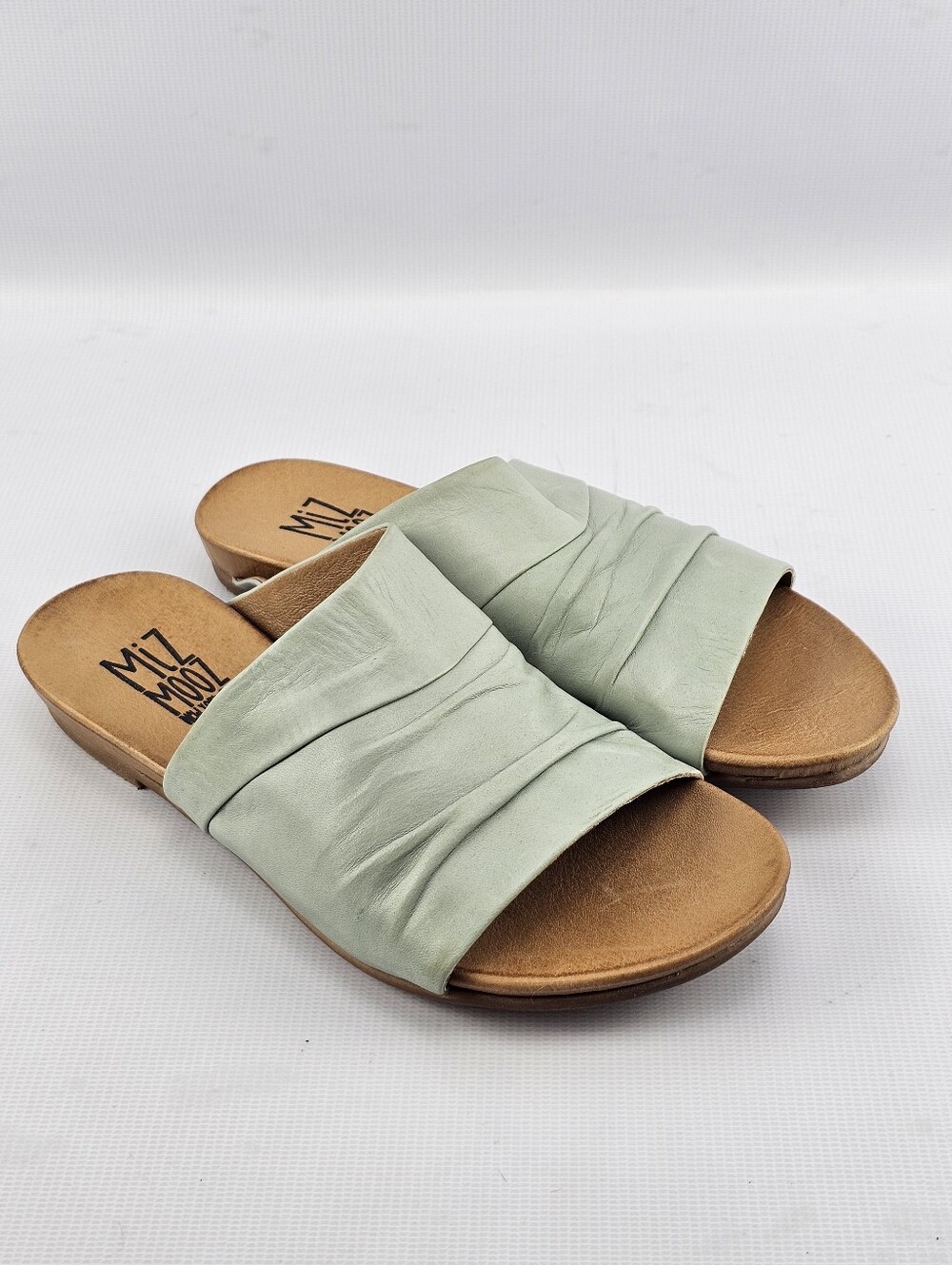 Miz Mooz Aria Women's Leather Slip-on Comfort Sandals Aquamarine Size 36
